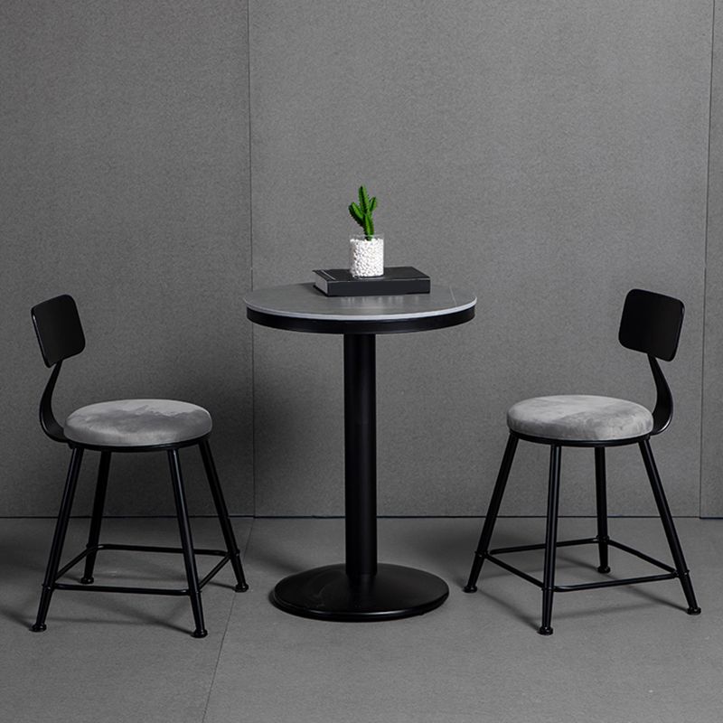 Industrial Gray Velvet Stools Metal Indoor Counter & Bar Stools