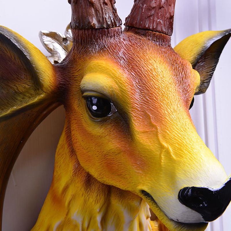 Resin Deer Wall Sconce Lamp Decorative 1-Light Crystal Wall Light for Living Room