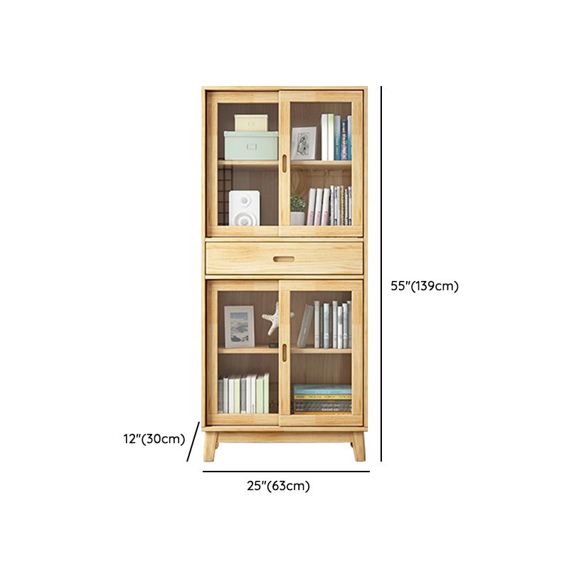 Modern Style Closed Back Bookshelf Standard Wooden Bookcase with Cabinets
