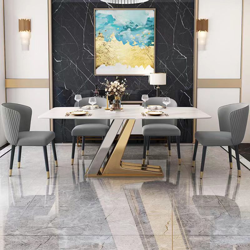 Glam Dinette Table Set with Padded Chairs 1/2/5 Pieces Glossy White Dining Set