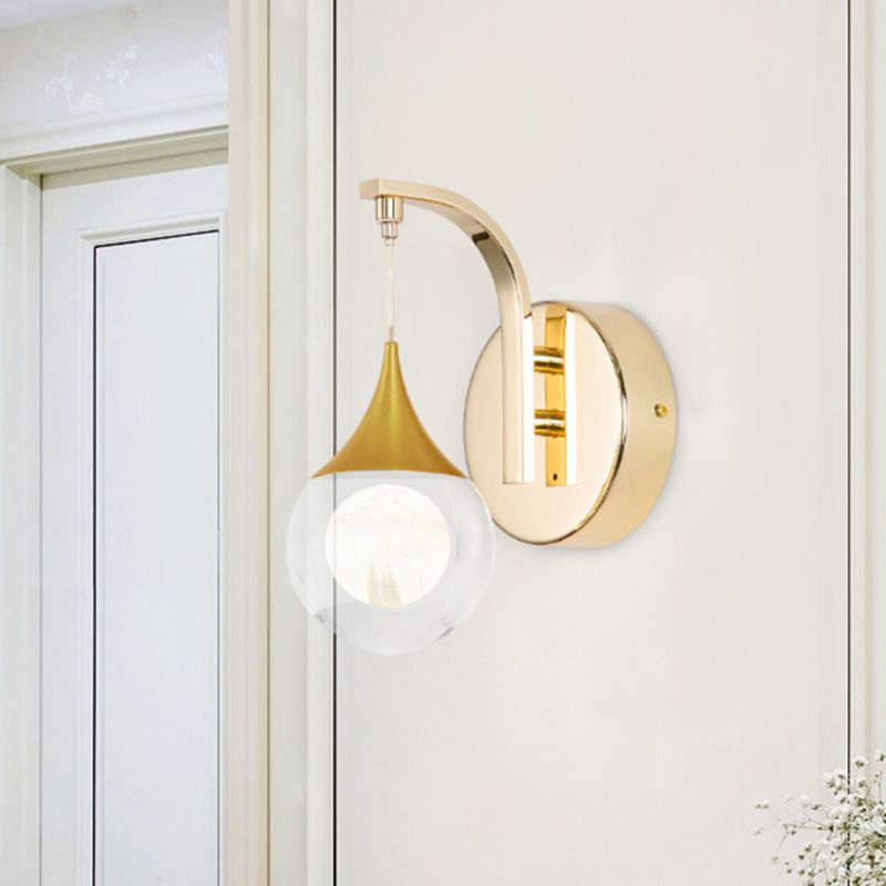 Lámpara de montaje de pared LED de oro Lucina de apliques de pared de la pared retro del cristal para sala de estar