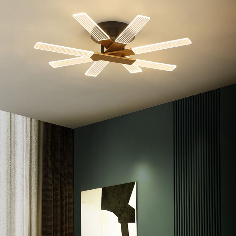 Metal Round Shade Flush Ceiling Light Modern Multi Lights Flush Mount Fixture in Brass