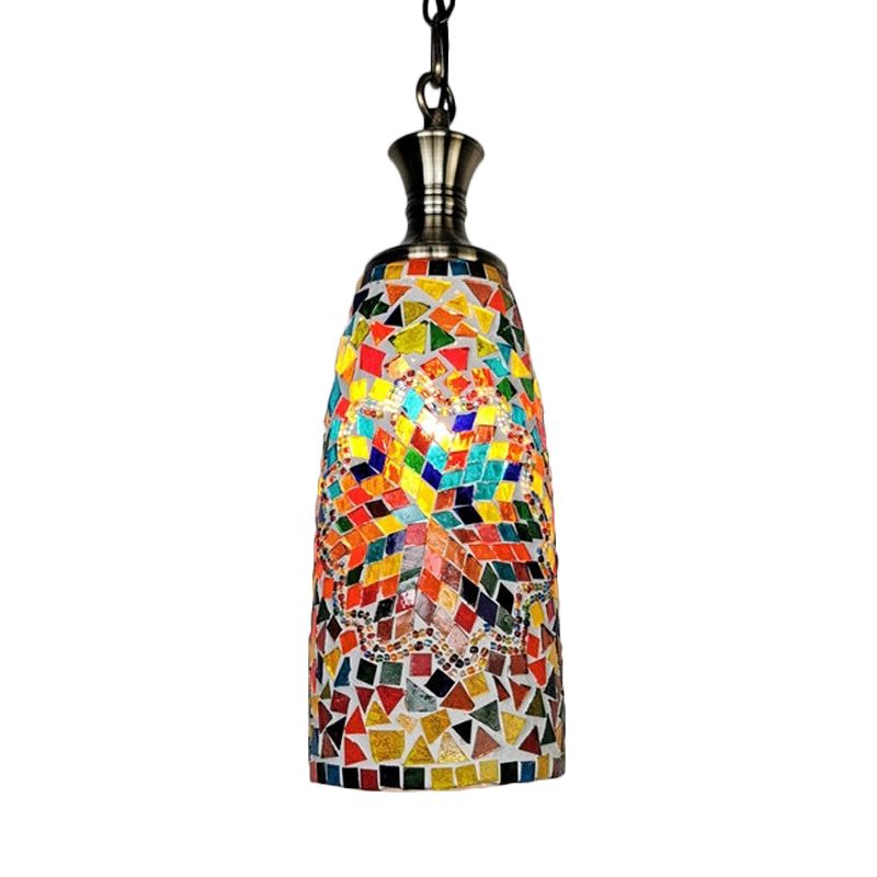 Handgemaakte kunstglas rood/geel/blauw plafondlicht langwerpig