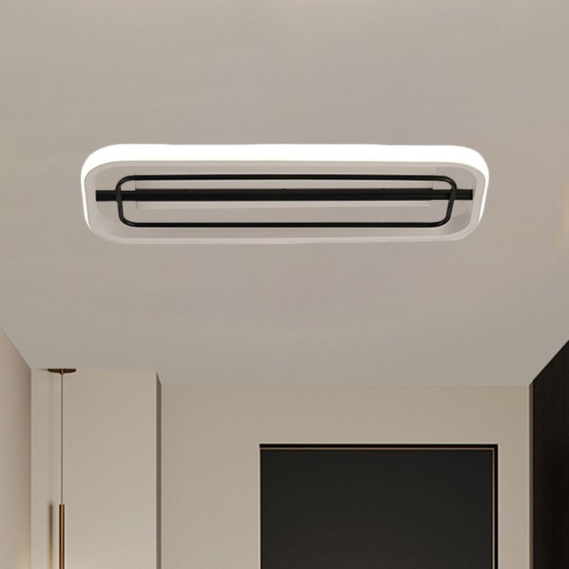 Rectangle Flush Mounted Modern Metallic Black and White/Black and Gold LED Ceiling Light in Warm/White Light, 16"/23.5" L