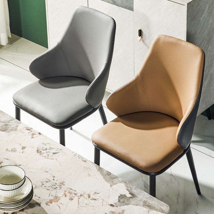 Fauteuil en cuir de restaurant contemporain, finition mate, chaise de salle à manger Parsons