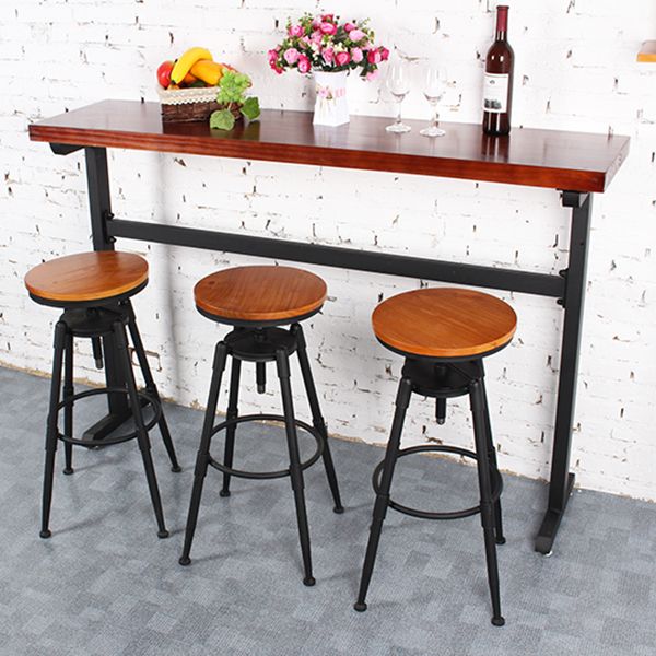 Industrial Solid Wood Bar Table Black Frame Dining Table for Bistro