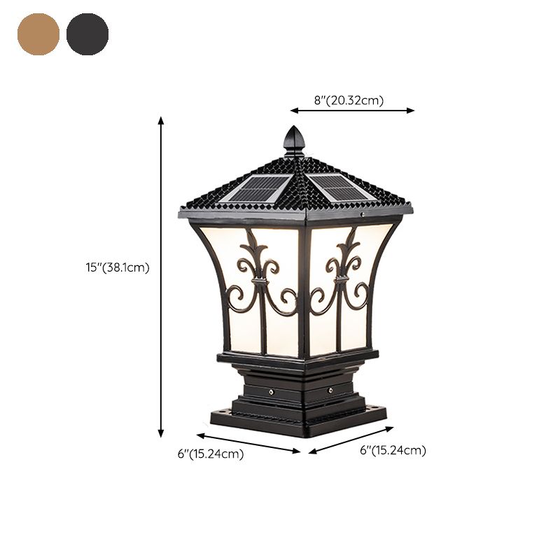 Drum Shape Metal Solar Waterproof Pillar Lamp Modern Outdoor Lights