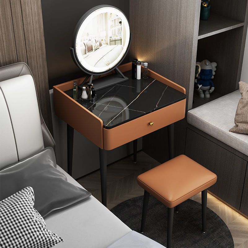 Contemporary Vanity With Drawer Solid Wood Mirror BedroomMakeup Vanity Set