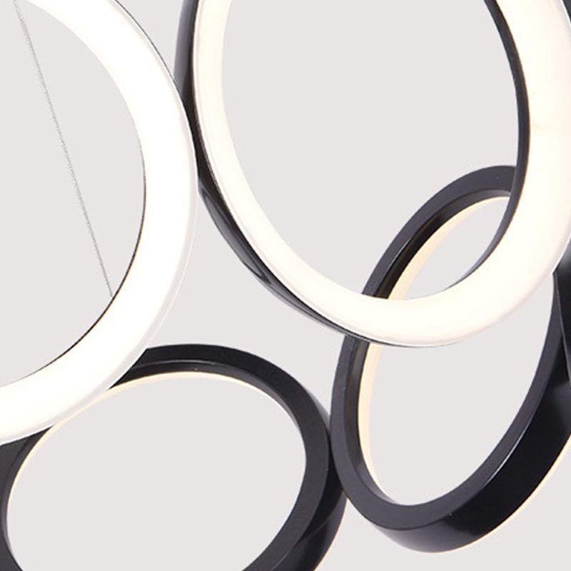Elektroplate aluminium led kroonluchter in moderne eenvoud acryl circulaire hanglamp in zwart