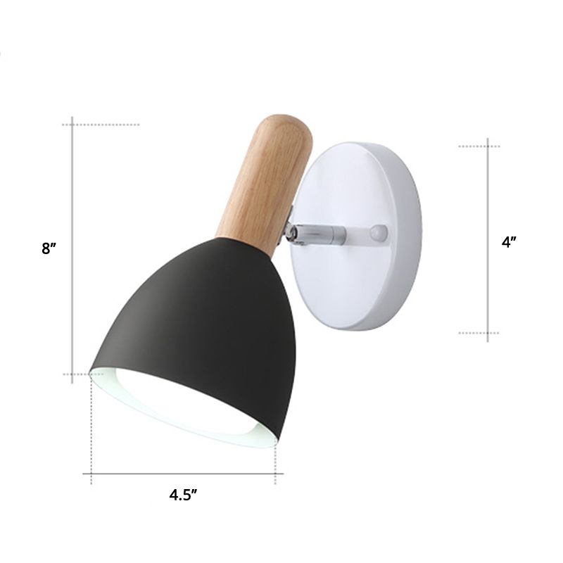 Childrens Style Bell Shaped Sconce Metal 1-Bulb Bedroom Reading Wall Lamp with Pivot Joint