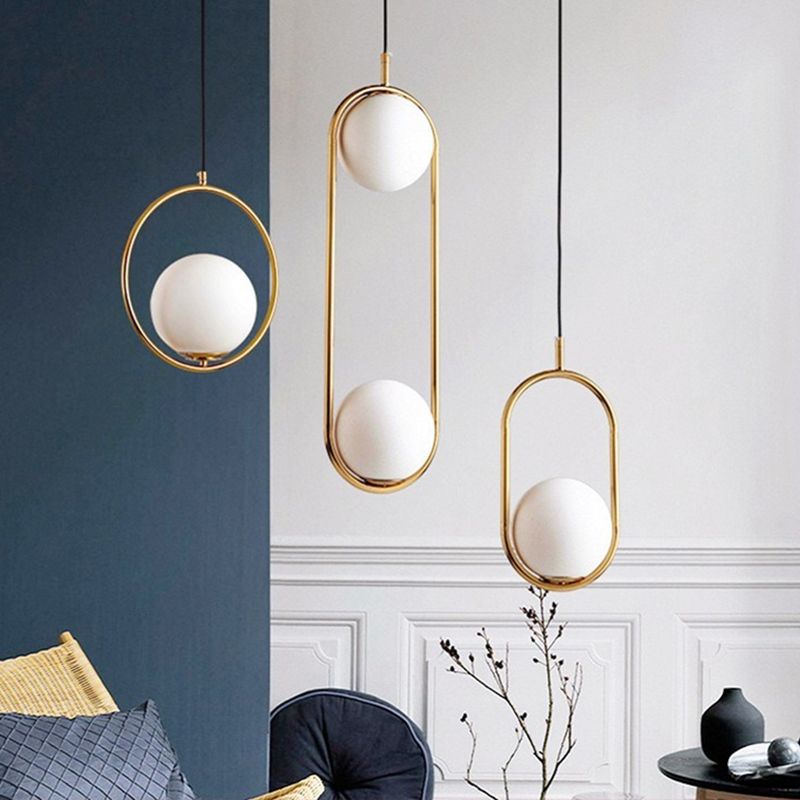 1 luminaires suspendus légers au milieu du siècle moderne en verre blanc suspendu suspendu pour chambre à coucher