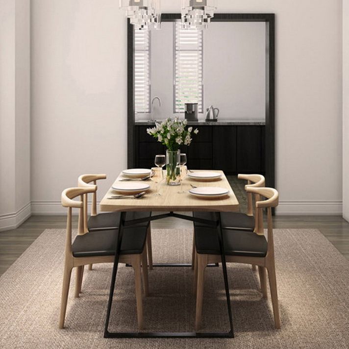 Double Pedestal Kitchen Table Industrial Solid Wood Dining Room Desk