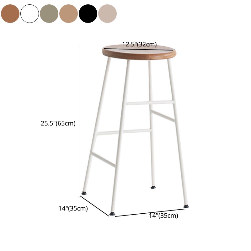 Moderno sin brazo Taburete sin espalda de acero Taller de postres de postres con asiento de madera