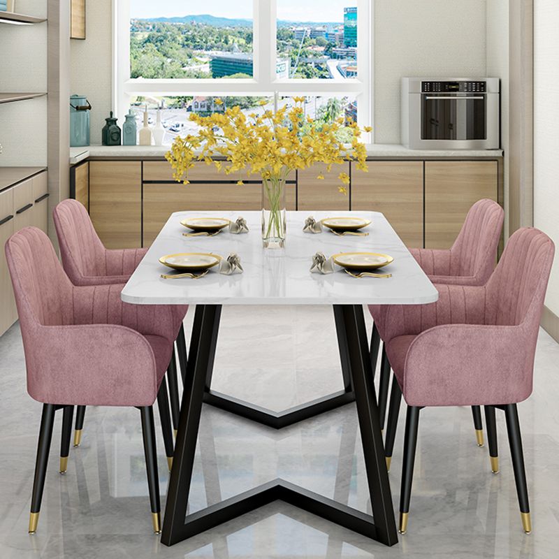 Glam Upholstered Arm Chair Velvet Parsons Dining Chair for Dining Room