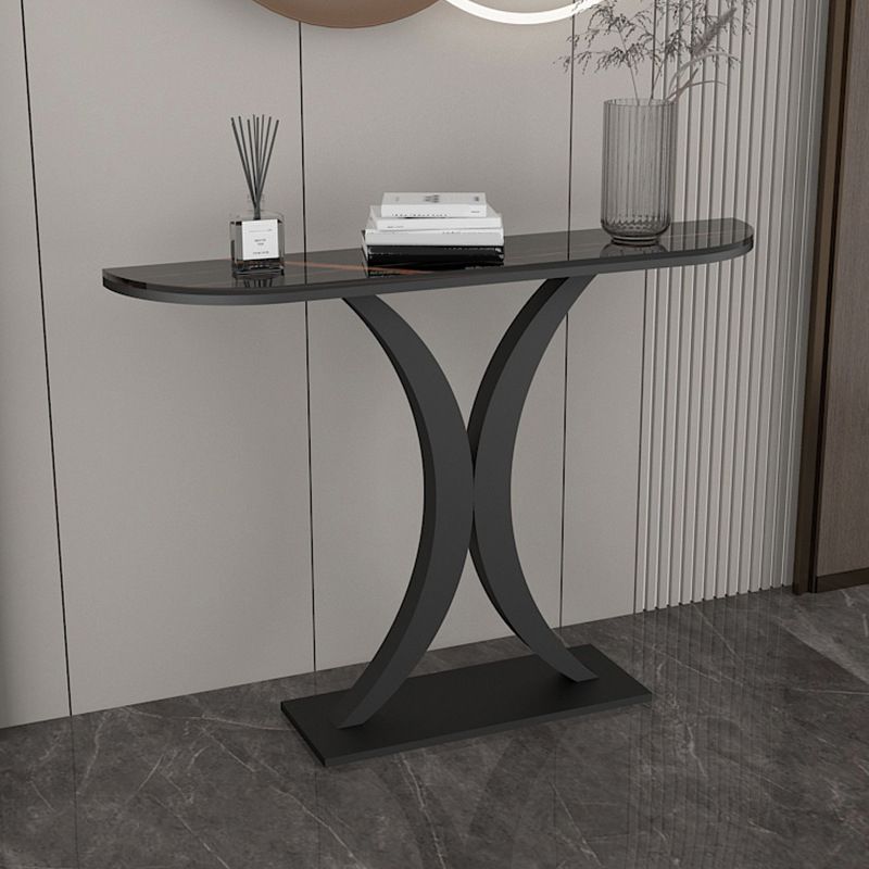 Contemporary Console Accent Table Antique Finish Half Moon Console Sofa Table