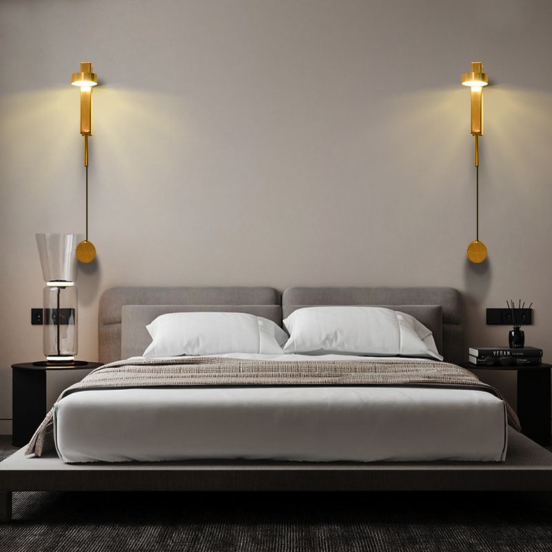 Round Shade Metal Wall Sconce Modern Style 1- Light Wall Mount Lighting