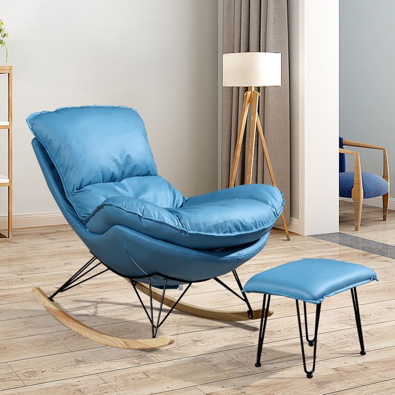 26.77" L x 37.40" W x 32.28" H Armless Upholstered Lounge Chair with Ottoman for Bedroom