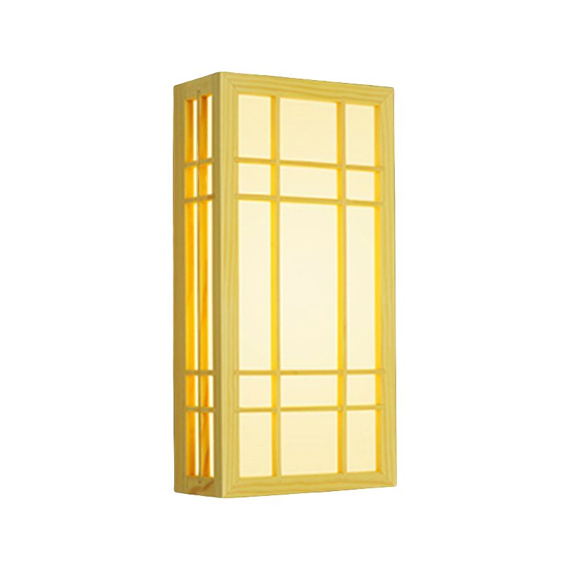 Wooden Wall Mount Light Modern Wall Sconce Lamp with Plastic Shade for Living Room