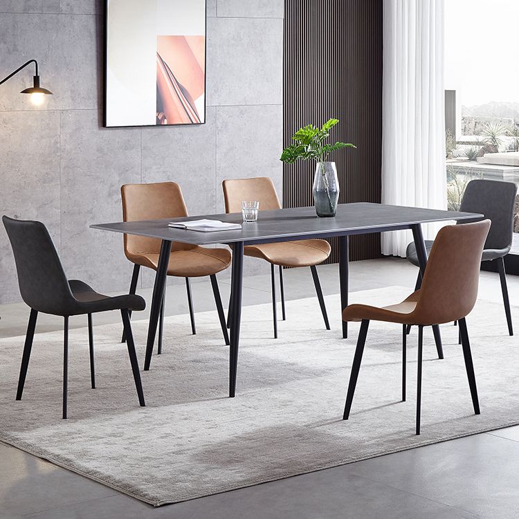 Sintered Stone Grey Tone Table Industrial 4 Legs Table for Dining Room