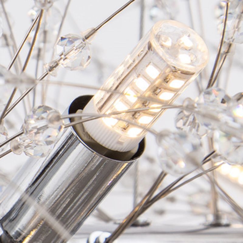 Modern Metal Ceiling Light Glowworm Shape Island Light with Crystal Shade for Living Room