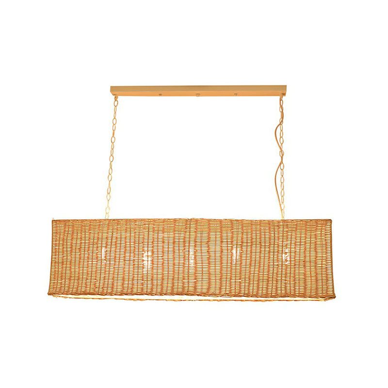 Restaurant rectangulaire suspendu rotin 4 têtes