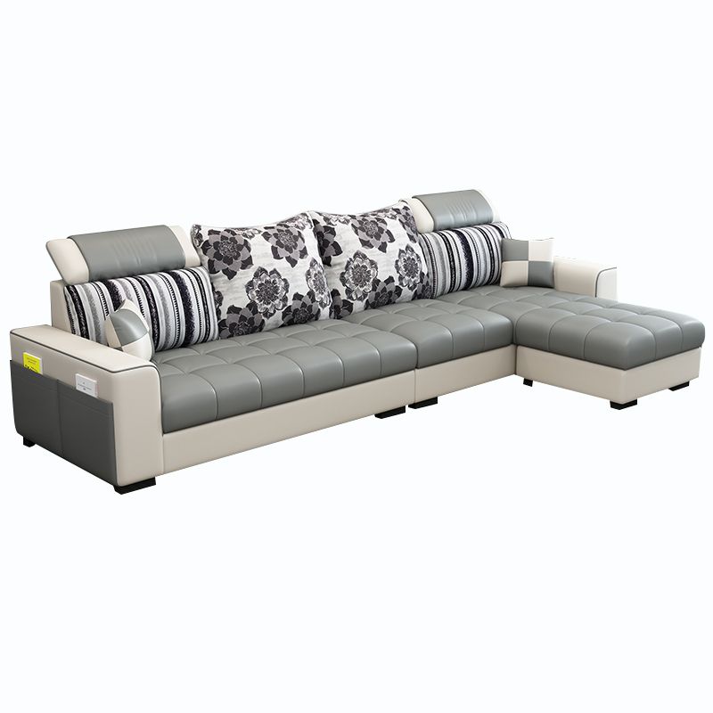 106.3"D x 57"W x 35.43"H Square Arm Sectionals, Modern High Back Sofa with Storage