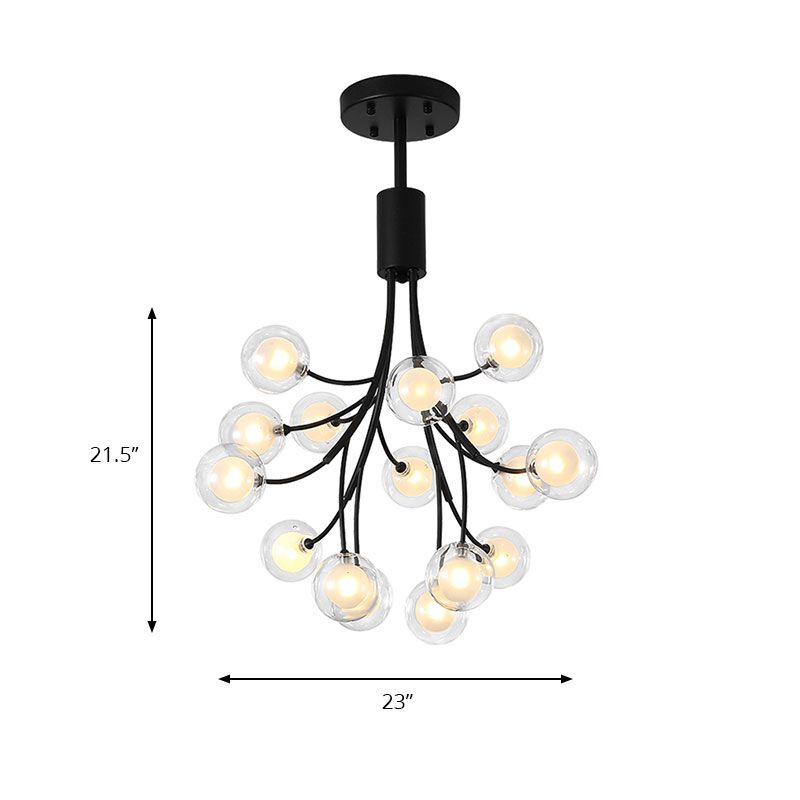 Chandelier de raisin noir suspendu 16 lumières