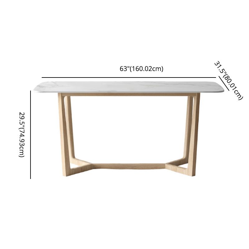 Contemporary Dining Table Set  with Solid Wood Table and PU Leather Chairs