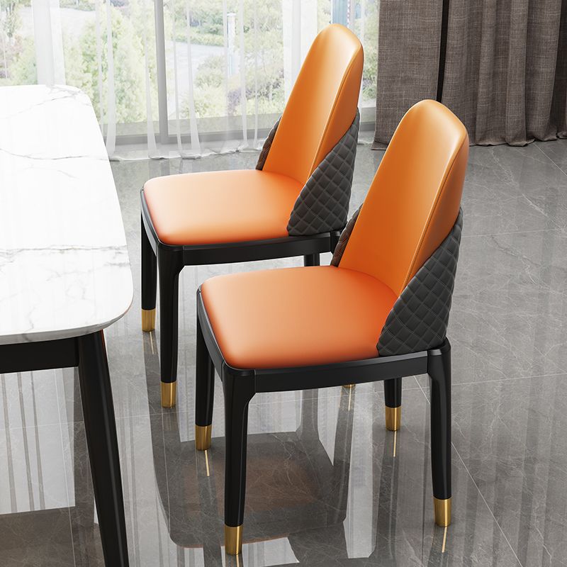 Chaises de style nordique Polyuréthane Parsons Chaise de salle à manger avec des jambes en bois pour la cuisine