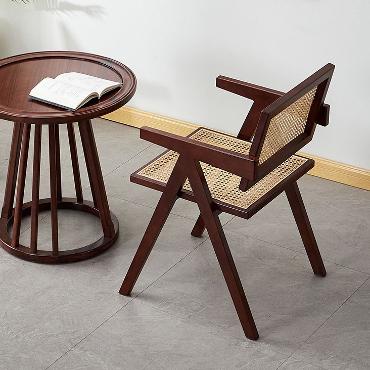 Contemporary Open Back Kitchen Dining Arm Chair Solid Wood Dining Arm Chair