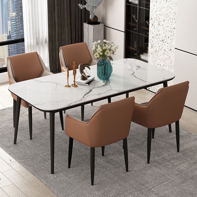 Sillas de comedor de piel sintética contemporáneas, sillón tapizado con patas de metal para restaurante