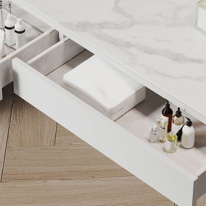White Make-up Vanity with 2 Drawers and Stool for Bedroom 31.5" High