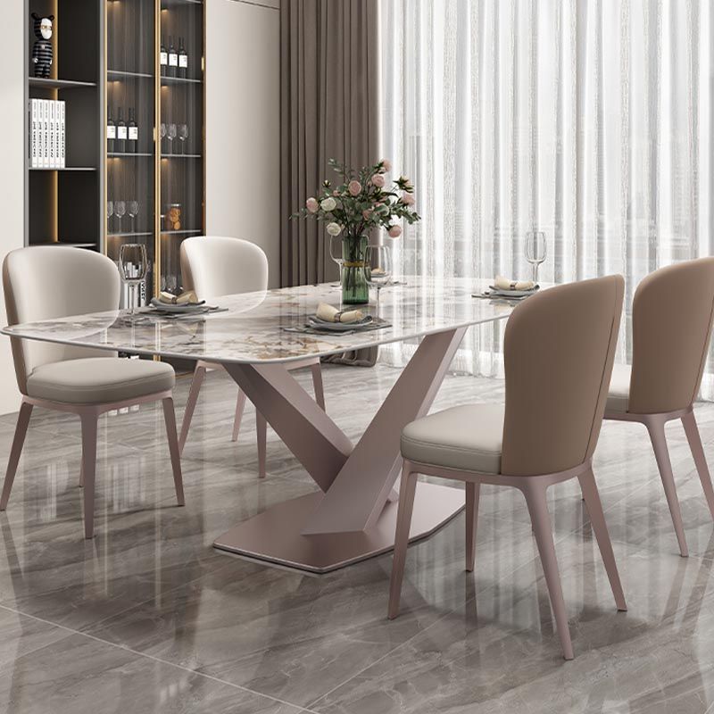 Contemporary Metal Dining Chair Parsons Furniture in Matte Finish for Home