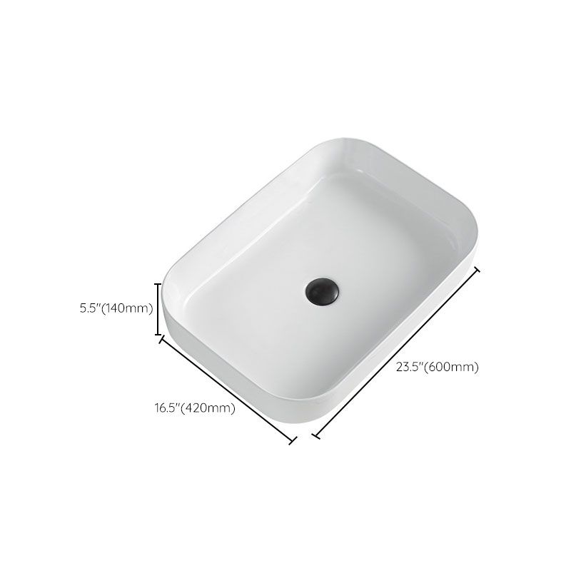 Contemporary Bathroom Sink Porcelain Rectangular Vessel Lavatory Sink Only