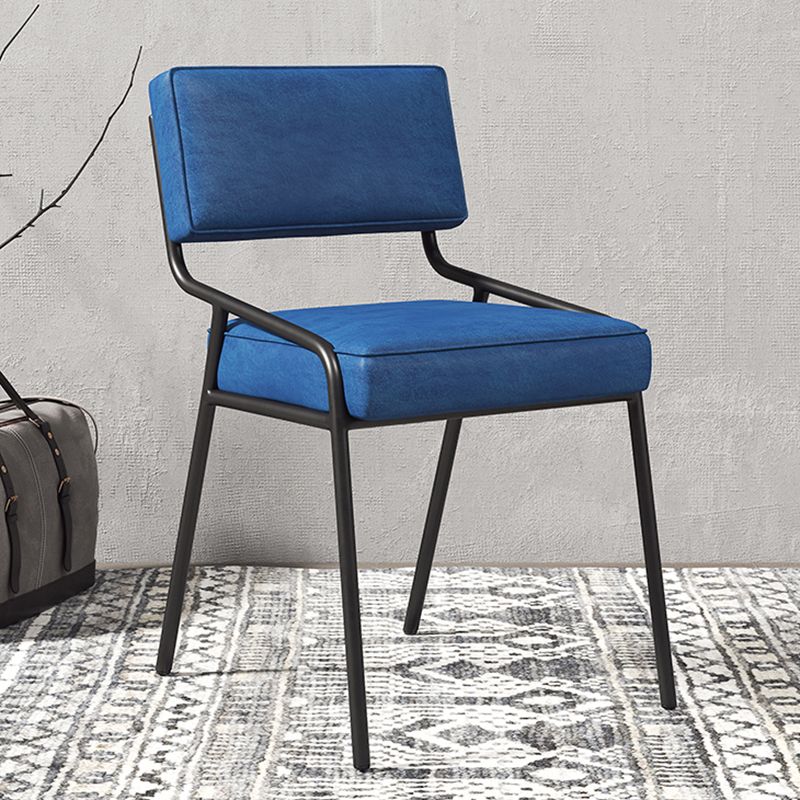 Chaise d'appoint de maison scandinave, chaise de salle à manger à dossier ouvert en métal rembourrée