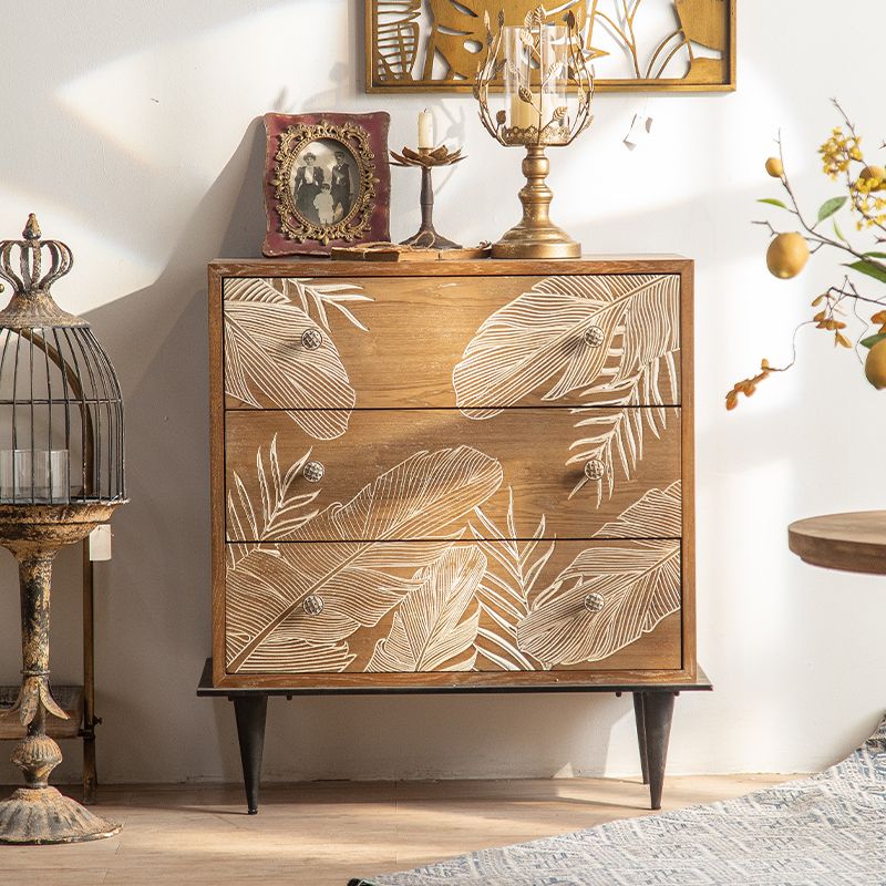 Distressed Wood Accent Chest Industrial Standard Knobs Accent Cabinet