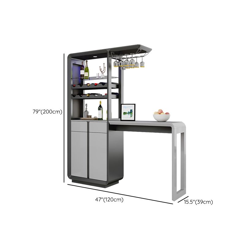 Modern Rectangle Wood Counter Table 2/3 Pieces Bar Table Set with Lockers for Living Room