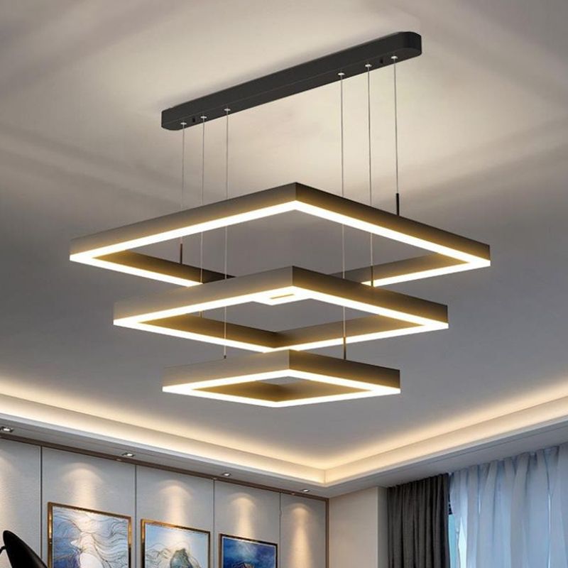 Modern Square Shape Chandelier Light Fixtures Restaurant Hanging Chandelier for Sitting Room