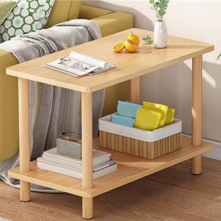 Modern Wooden 4 Legs End Table Rectangular Table with Storage