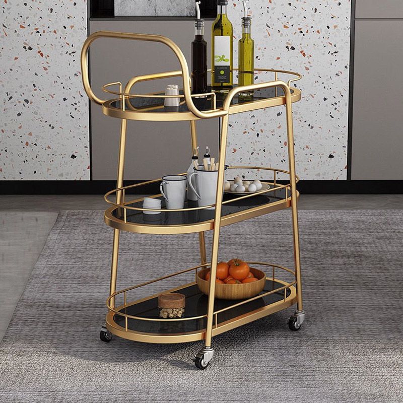 Rolling Modern Prep Table Home Dining Marble Kitchen Trolley