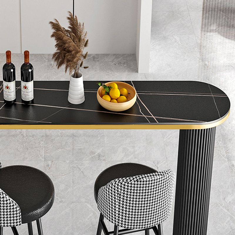 Stone Bar Dining Table Modern Bar Table with Double Pedestal for Dining Room Cafe
