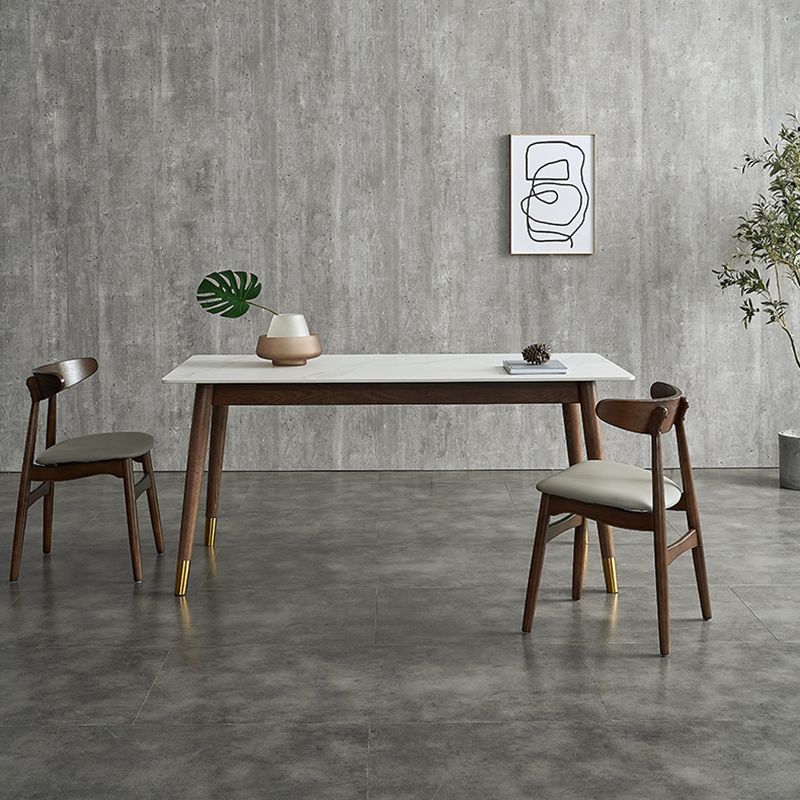 Table à manger de luxe traditionnelle table de pierre fritrée blanche avec 4 jambes