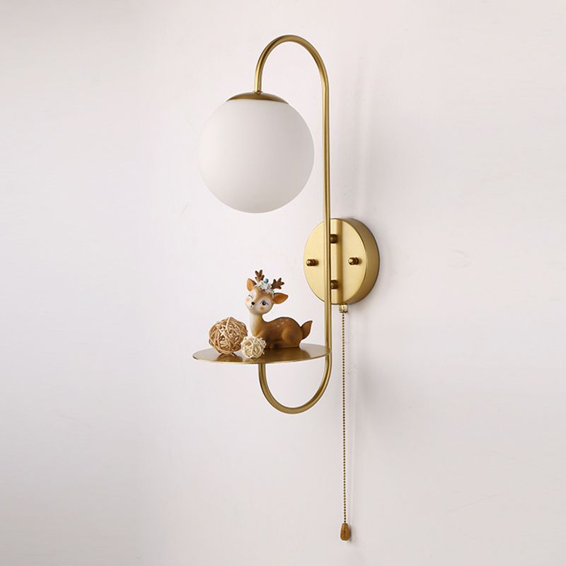 Modern Glass Wall Sconce Lighting Metal Gooseneck Wall Light for Bedroom