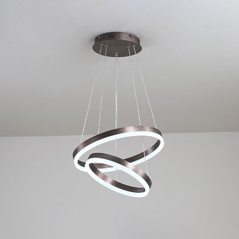 Wrought Iron Black LED Pendant Light in Modern Luxury Style Layered Circles Ceiling Light with Acrylic Shade