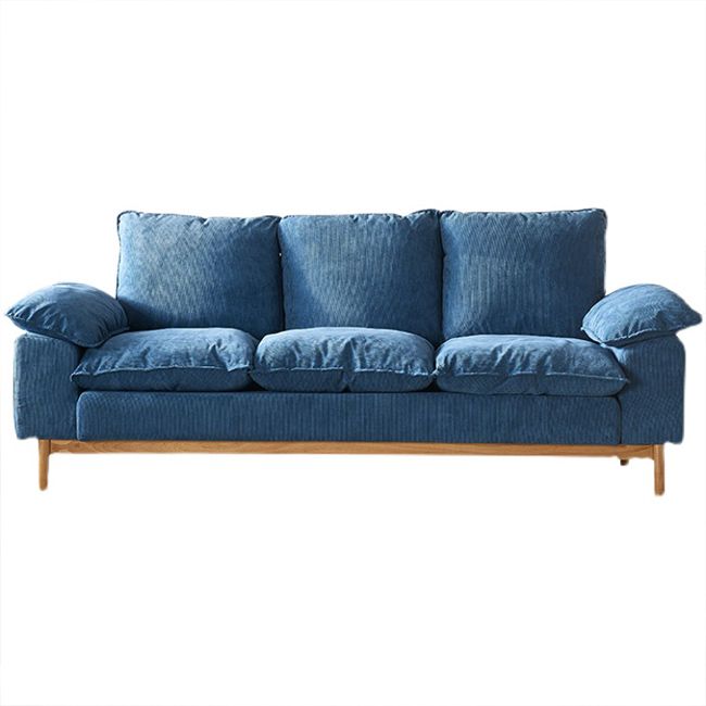 Nordic 3 Seater Sofa 100 Polyester Pillow Top Arm Settee with Cushions and Wooden Base