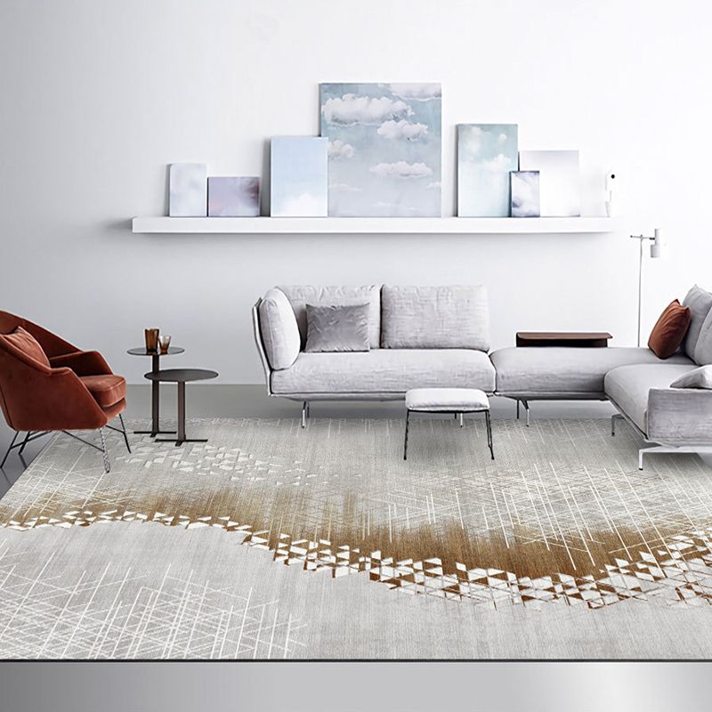 Stylish Smoky Cloud Pattern Rug Modern Polyester Carpet Anti-Slip Area Rug for Home Decor
