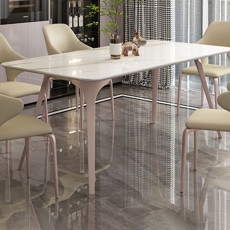 Modern Style 1/4/5/6/7 Pieces Dining Table Rectangle Stone Furniture in White
