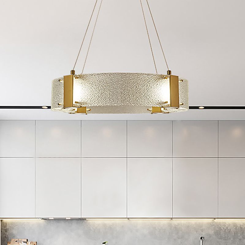 Kreisförmiger Anhänger Kronleuchter modernistisch gefrostetes Glas 6 Köpfe Gold Deckenhängung Lampe