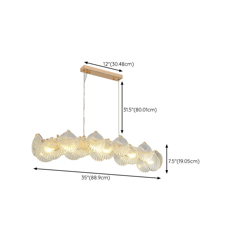 Gold Metal Modern Ceiling Light Geometric Shape Island Light with Shell Shade for Bedroom