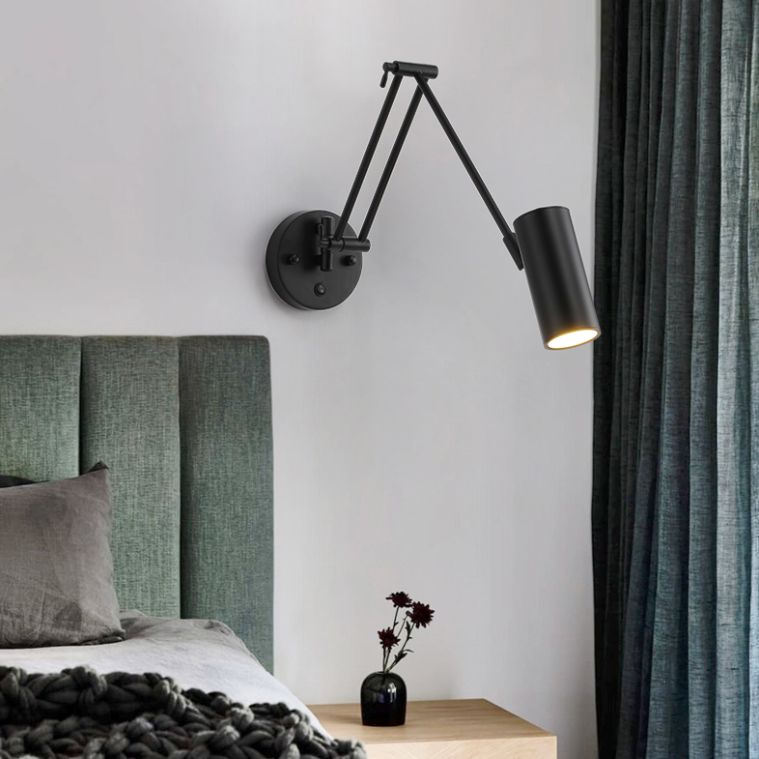1-Light Wall Sconces Light Fixtures Modern Style Swing Arm Metallic Sconce Wall Lighting